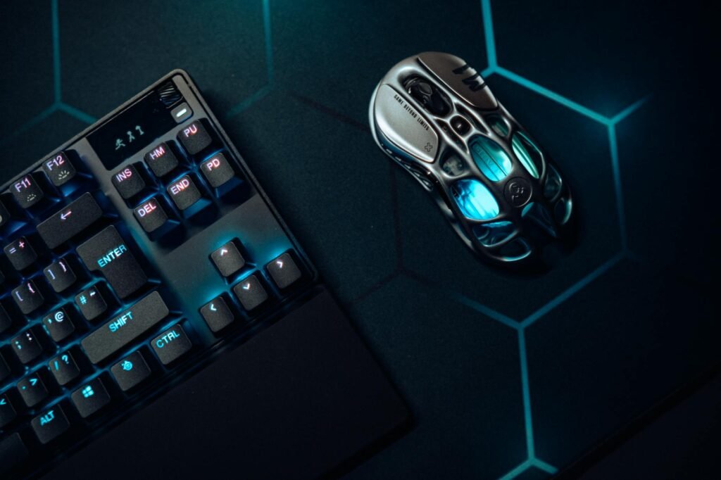 High-tech Gaming Mouse and Keyboard Setup