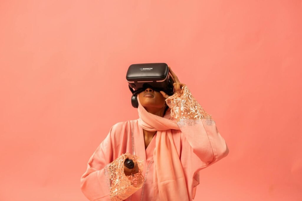 Model in a VR Headset with a Wireless Controller