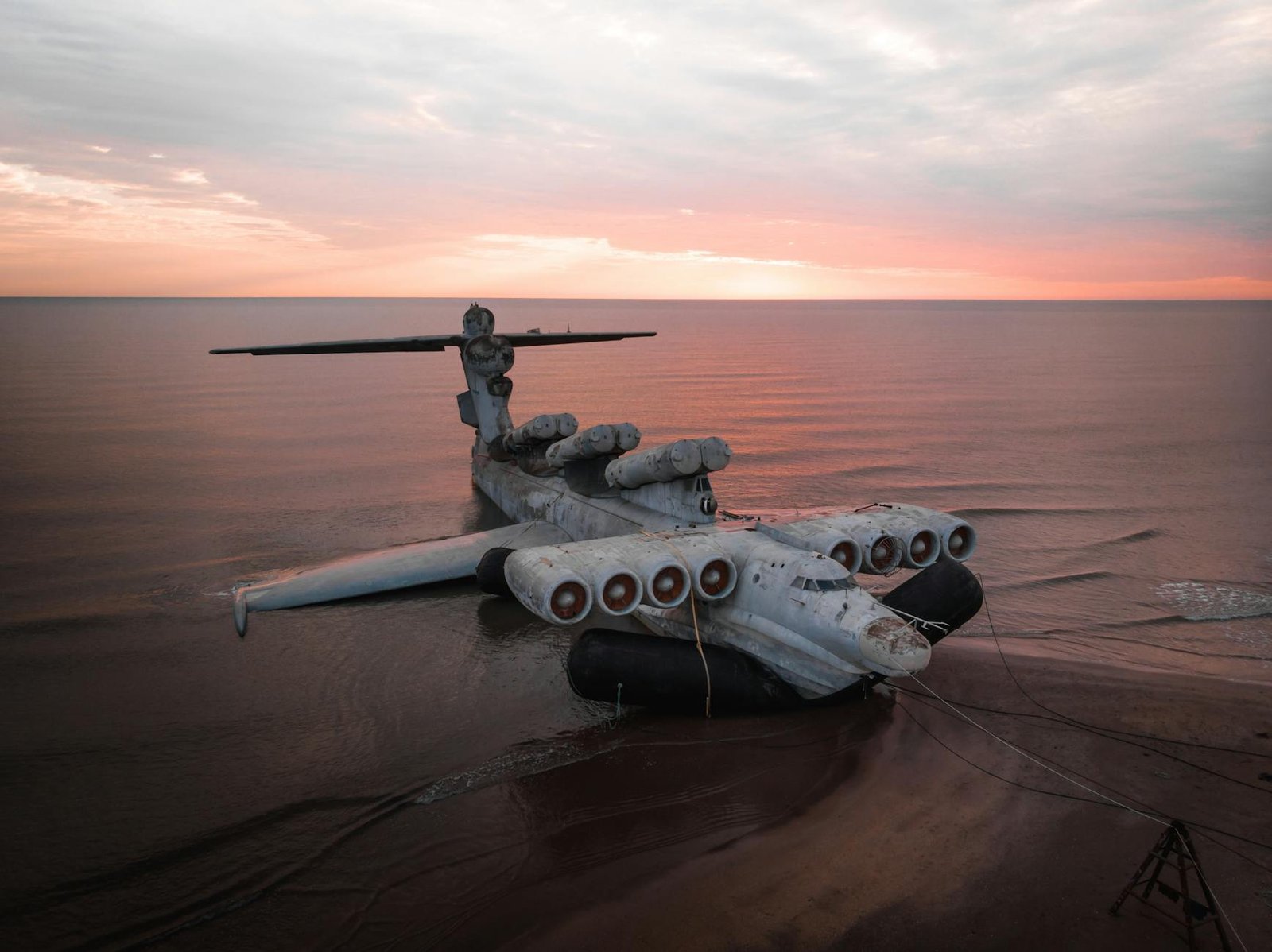 An Ekranoplan at Sunset